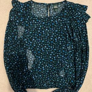 Floral blouse with ruffle detail